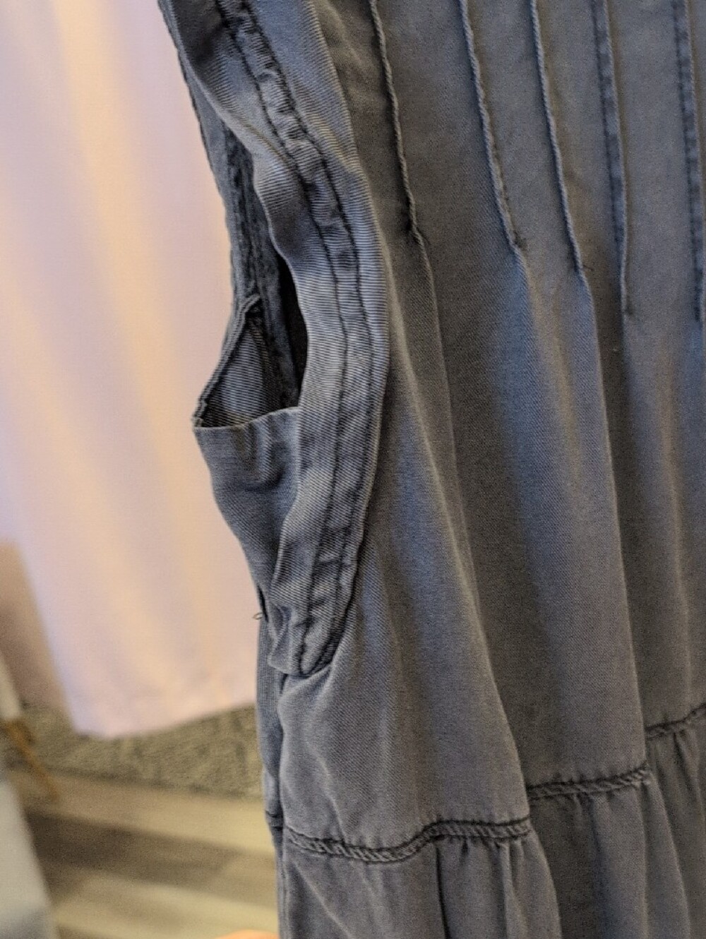 Anthropologie Sleeveless Tiered Mini Dress in Charcoal - Picture 4 of 9